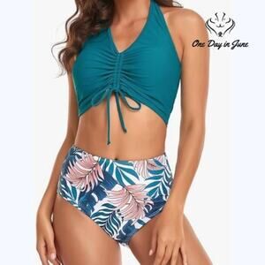 Mukeyo High Waist Draw String Top Bikini Swimsuit Size S